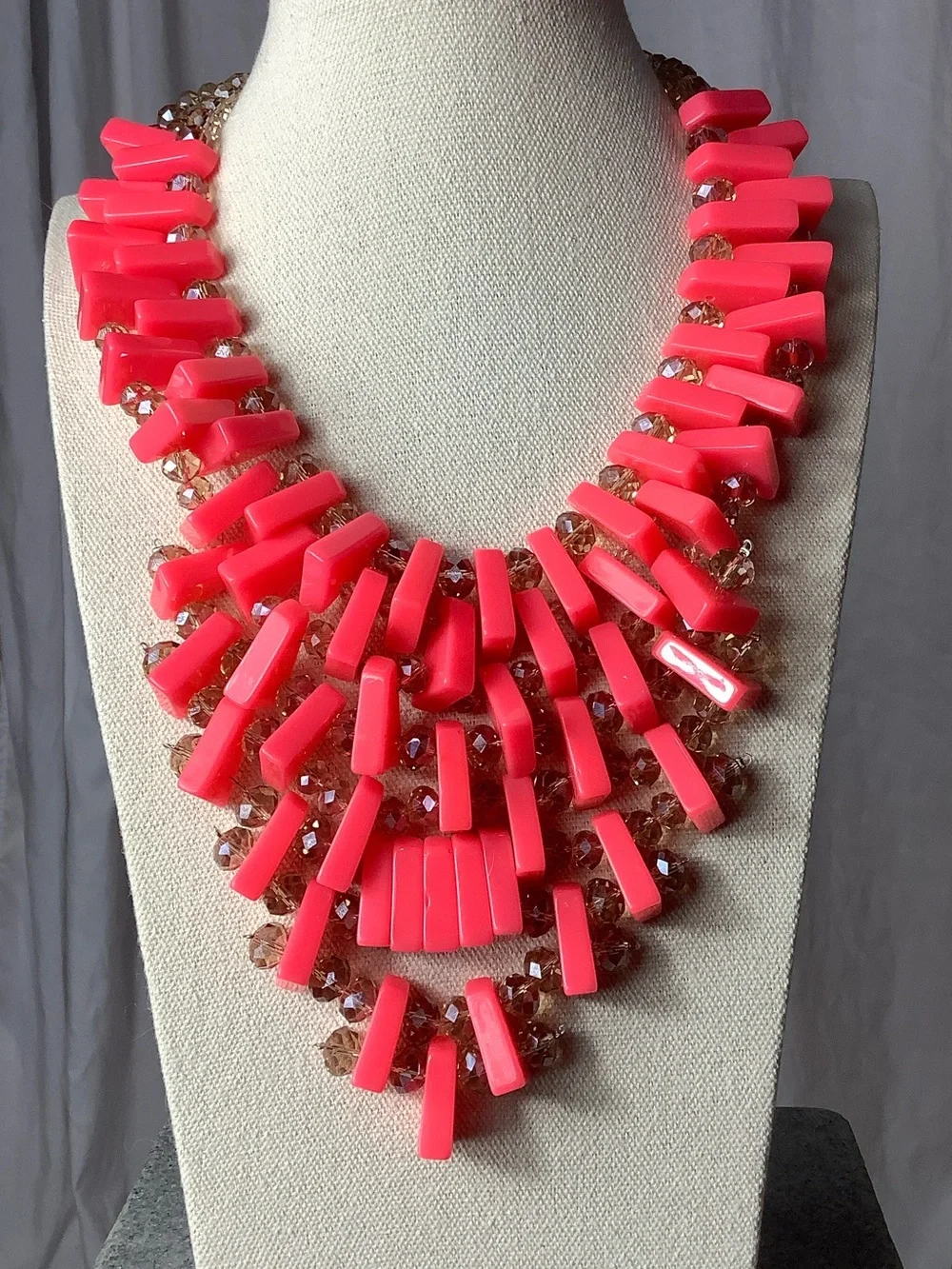 Amrita Singh Neon Pink Multi-Strand Statement Necklace
